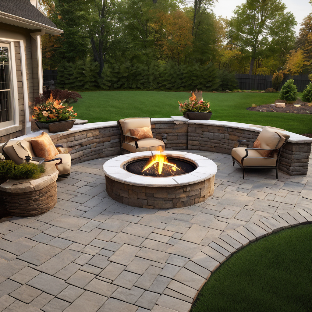 Professional hardscaping with stone paver patio