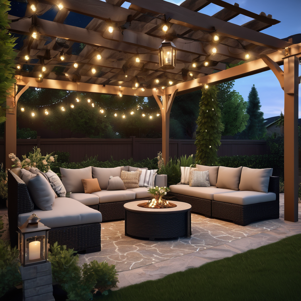Beautiful outdoor living space with pergola